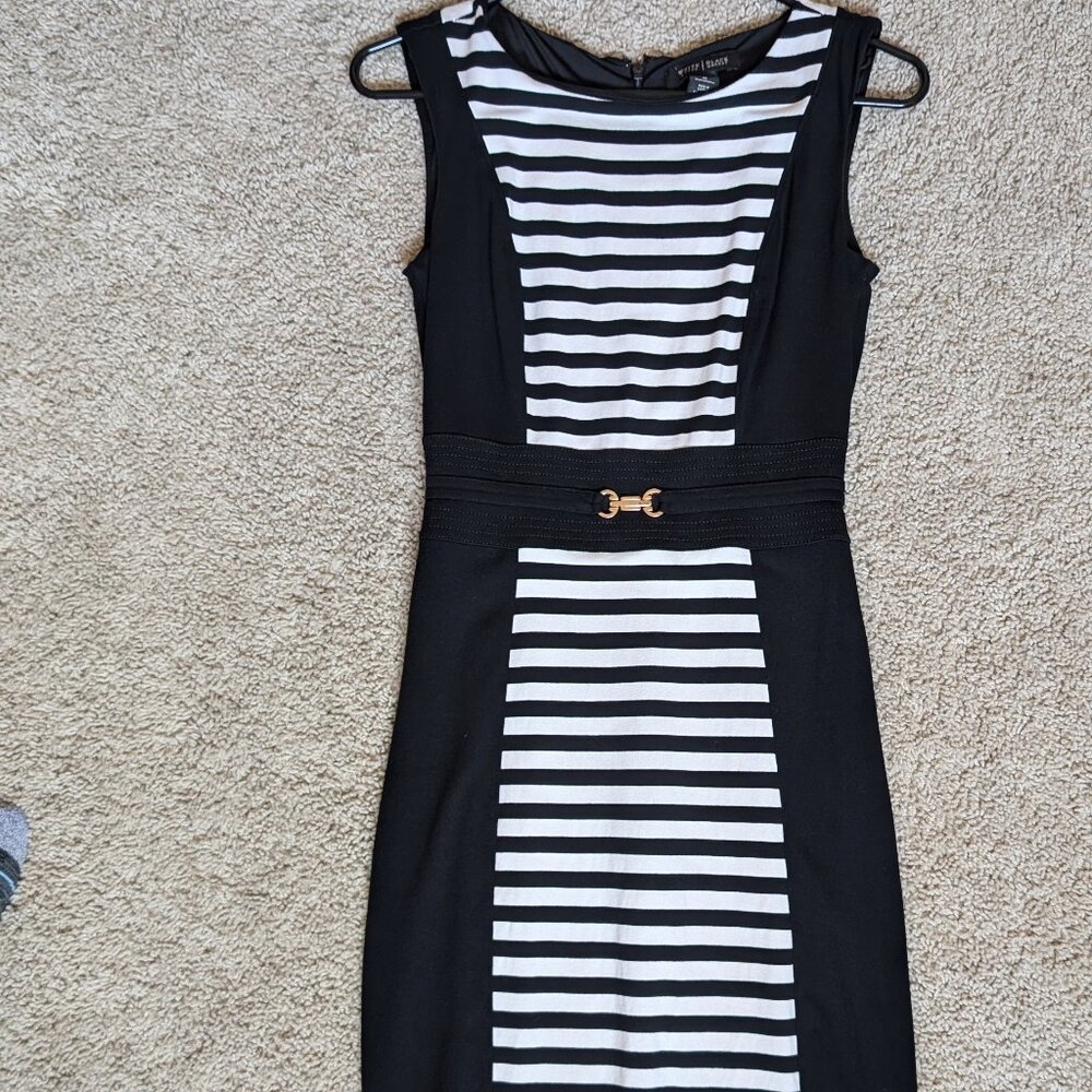 WHBM Black Dress with Striped Panel
